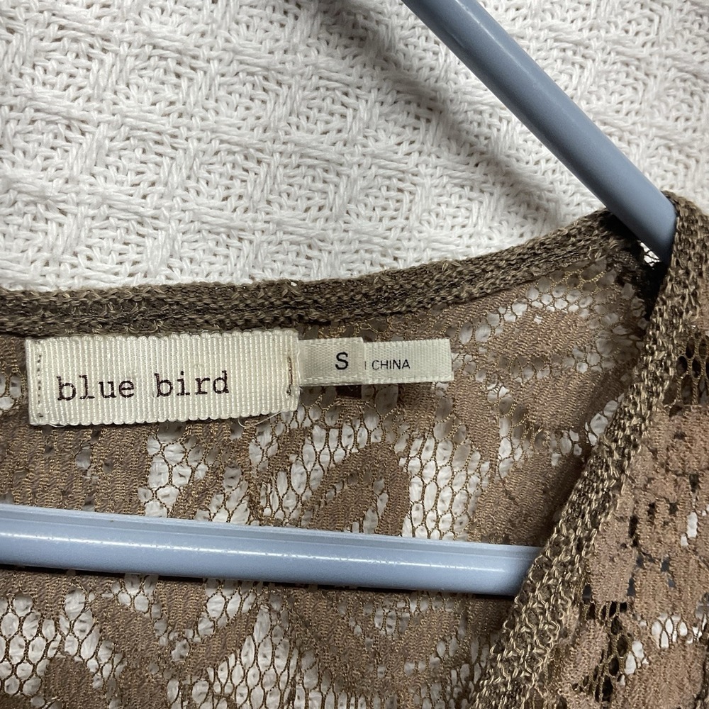 Blue Bird Sleeveless Brown Lace Hi Low Blank Top Women's Size Small Boho Beach - Picture 3 of 6